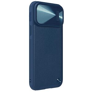 Θήκη iPhone 14 Pro Max NiLLkin Camshield Leather Series Πλάτη με προστασία για την κάμερα από σκλήρό Premium TPU μπλε - Image 4
