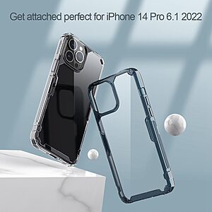 Θήκη iPhone 14 Pro NiLLkin Nature Pro Series Silicone Sockproof Transparent Πλάτη TPU μπλε - Image 3