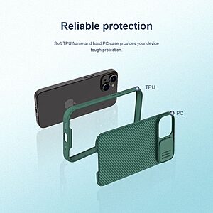 Θήκη iPhone 14 NiLLkin Camshield Pro Series Πλάτη με προστασία για την κάμερα από σκλήρό Premium TPU μαύρο - Image 4