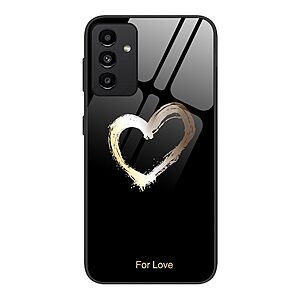 Θήκη Samsung Galaxy A13 5G / A13 / M13 5G OEM σχέδιο Black Heart με πλάτη από Tempered Glass και εσωτερικό TPU