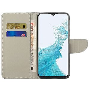 Θήκη Samsung Galaxy A23 / A23 5G OEM Blue Butterfly & Flowers με βάση στήριξης, υποδοχές καρτών και μαγνητικό κούμπωμα Flip Wallet από συνθετικό δέρμα και TPU - Image 5