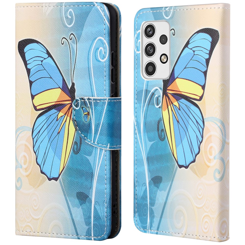 Θήκη Samsung Galaxy A23 / A23 5G OEM Blue Butterfly & Flowers με βάση στήριξης