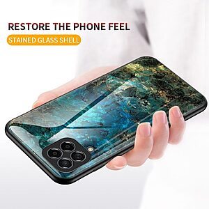 Θήκη Samsung Galaxy M33 5G OEM σχέδιο Marble με Πλάτη Tempered Glass TPU μαύρο - Image 3