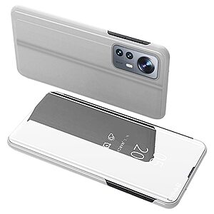 Θήκη Xiaomi 12 Lite 5G Mad Mask Mirror Surface Series Flip Window δερματίνη ασημί