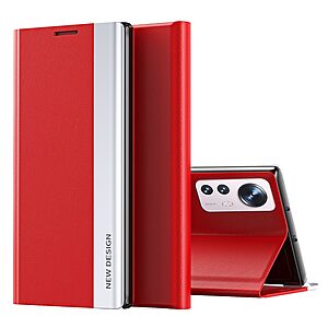 Θήκη Xiaomi 12 Lite 5G New Design Invisible Magnet Leather Stand Cover με μαγνητικό κούμπωμα από συνθετικό δέρμα κόκκινο