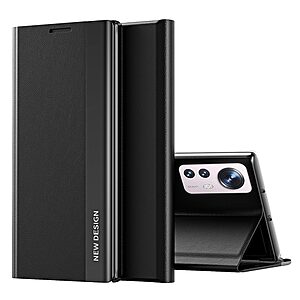 Θήκη Xiaomi 12 Lite 5G New Design Invisible Magnet Leather Stand Cover με μαγνητικό κούμπωμα από συνθετικό δέρμα μαύρο