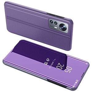 Θήκη Xiaomi 12 Lite 5G Mad Mask Mirror Surface Series Flip Window δερματίνη μωβ