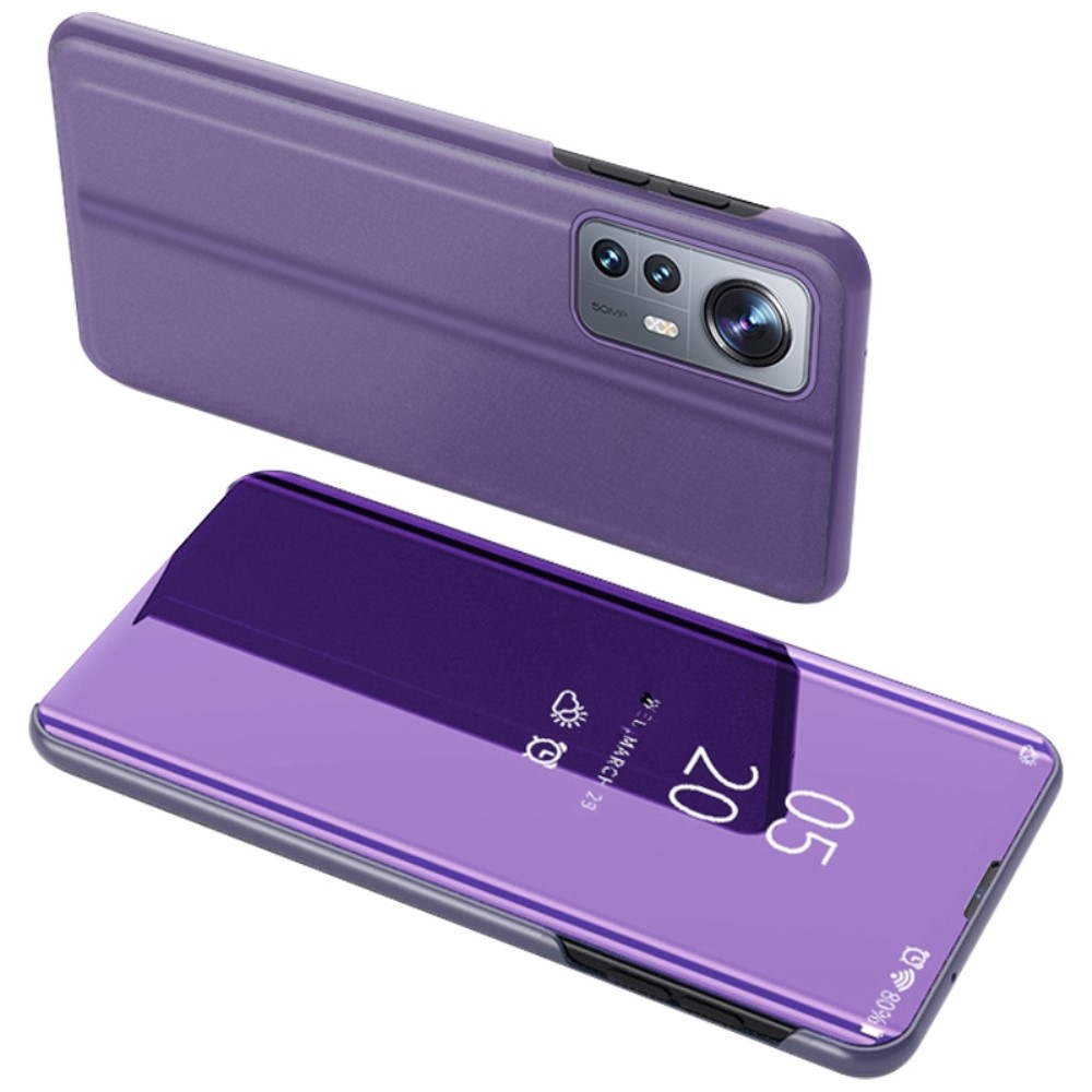 Θήκη Xiaomi 12 Lite 5G Mad Mask Mirror Surface Series Flip Window δερματίνη μωβ