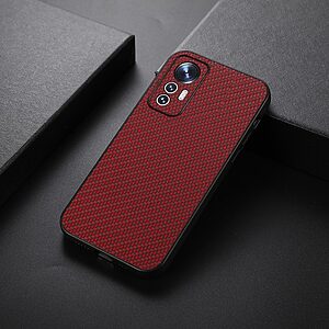 Θήκη Xiaomi 12 Lite 5G OEM Σχέδιο Carbon Fiber Πλάτη TPU κόκκινο - Image 3