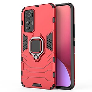 Θήκη Xiaomi 12 Lite 5G Mad Mask Πλάτη Thin Armor με Μαγνητικό δαχτυλίδι και Βάση στήριξης TPU κόκκινο