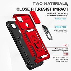 Θήκη Xiaomi Redmi 10A Mad Mask Camshield Armor Guard Πλάτη με προστασία για την κάμερα, Kickstand και Βάση στήριξης από σκλήρό Premium TPU κόκκινο - Image 4