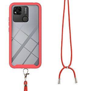 Θήκη Xiaomi Redmi 10A Mad Mask Hybrid Sockproof Transparent V2 πλάτη με κορδόνι από αντικραδασμικό TPU κόκκινο - Image 3