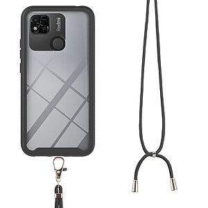 Θήκη Xiaomi Redmi 10A Mad Mask Hybrid Sockproof Transparent V2 πλάτη με κορδόνι από αντικραδασμικό TPU μαύρο - Image 3