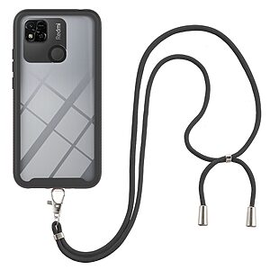 Θήκη Xiaomi Redmi 10A Mad Mask Hybrid Sockproof Transparent V2 πλάτη με κορδόνι από αντικραδασμικό TPU μαύρο