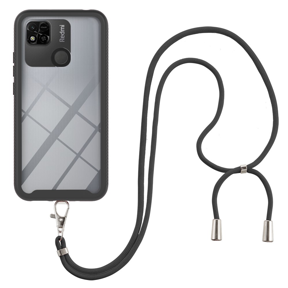 Θήκη Xiaomi Redmi 10A Mad Mask Hybrid Sockproof Transparent V2 πλάτη με κορδόνι από αντικραδασμικό TPU μαύρο