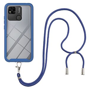 Θήκη Xiaomi Redmi 10A Mad Mask Hybrid Sockproof Transparent V2 πλάτη με κορδόνι από αντικραδασμικό TPU μπλε