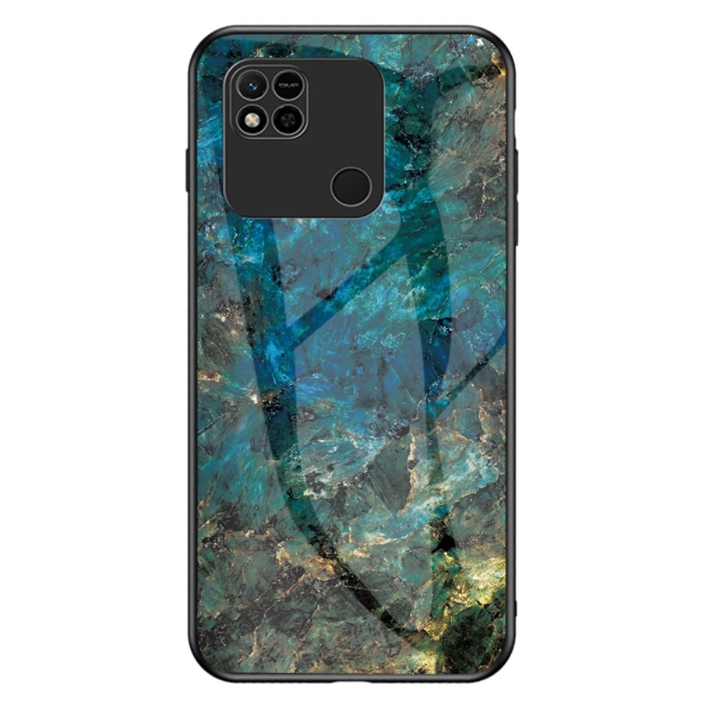 Θήκη Xiaomi Redmi 10A OEM σχέδιο Marble με Πλάτη Tempered Glass TPU σμαραγδί