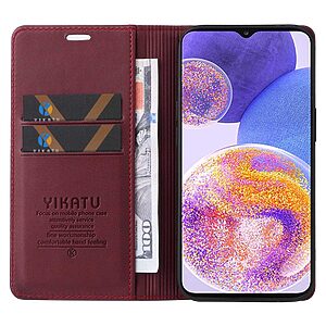 υποδοχή καρτών και μαγνητικό κούμπωμα Flip Wallet από συνθετικό δέρμα και TPU κόκκινο