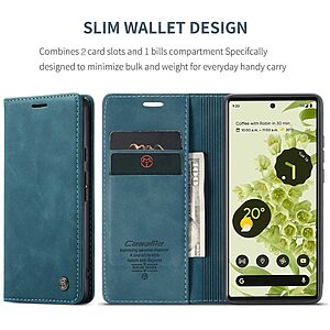 Θήκη Google Pixel 6 5G CaseMe 013 Series Πορτοφόλι με βάση στήριξης, υποδοχές καρτών και μαγνητικό κούμπωμα από συνθετικό δέρμα και TPU πράσινο - Image 4
