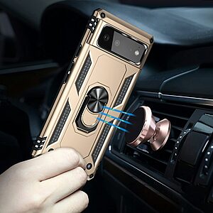 Θήκη Google Pixel 6 5G OEM Πλάτη Armor V12 με Μαγνητικό δαχτυλίδι και Βάση στήριξης TPU χρυσό - Image 4