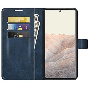 Θήκη Google Pixel 6 Pro 5G Mad Mask Leather Wallet Case V2 με βάση στήριξης, υποδοχές καρτών και μαγνητικό κούμπωμα Flip Wallet από συνθετικό δέρμα μπλε - Image 3
