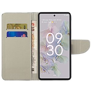 Θήκη Google Pixel 6A 5G OEM Blue Butterfly & Flowers με βάση στήριξης, υποδοχές καρτών και μαγνητικό κούμπωμα Flip Wallet από συνθετικό δέρμα και TPU - Image 5