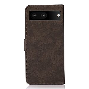Θήκη Google Pixel 7 5G KHAZNEH Litchi Skin Texture Leather με βάση στήριξης, υποδοχές καρτών και μαγνητικό κούμπωμα καφέ - Image 3