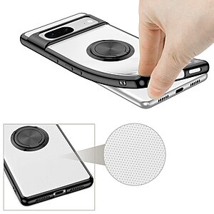 Θήκη Google Pixel 7 5G OEM Transparent Magnetic Ring Kickstand v5.1 / Μαγνητικό δαχτυλίδι / Βάση στήριξης TPU ροζ χρυσό - Image 5