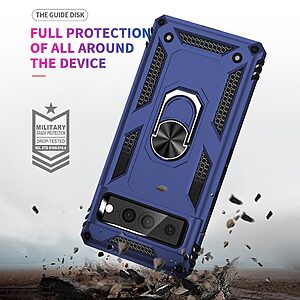 Θήκη Google Pixel 7 Pro 5G OEM Πλάτη Armor V12 με Μαγνητικό δαχτυλίδι και Βάση στήριξης TPU μπλε - Image 5