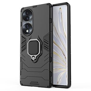 Θήκη Honor 70 5G Mad Mask Πλάτη Thin Armor με Μαγνητικό δαχτυλίδι και Βάση στήριξης TPU μαύρο