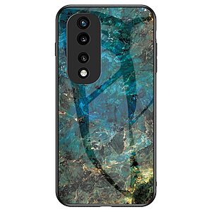 Θήκη Honor 70 5G OEM σχέδιο Marble με Πλάτη Tempered Glass TPU σμαραγδί