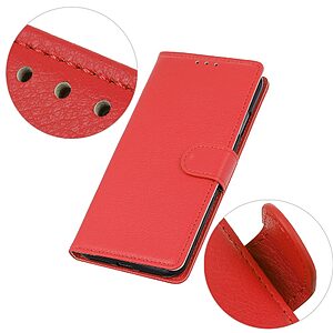 Θήκη Honor X8 5G OEM Litchi Skin Leather με βάση στήριξης, υποδοχές καρτών και μαγνητικό κούμπωμα κόκκινο - Image 4