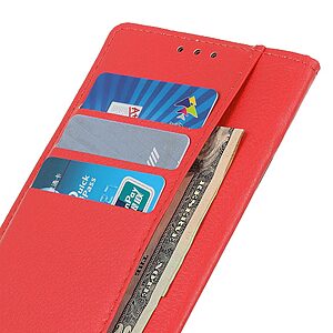 Θήκη Honor X8 5G OEM Litchi Skin Leather με βάση στήριξης, υποδοχές καρτών και μαγνητικό κούμπωμα κόκκινο - Image 5
