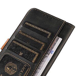 Θήκη Honor X8 5G Mad Mask Leather Wallet Strong Golden Clasp με βάση στήριξης, υποδοχές καρτών και μαγνητικό κούμπωμα μαύρο - Image 4