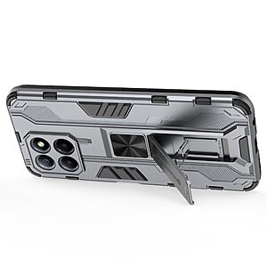 Θήκη Honor X8 5G Mad Mask Πλάτη Shockproof Armor με Μαγνητικό δαχτυλίδι και ποδαράκι Βάση στήριξης TPU γκρι - Image 3