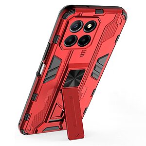 Θήκη Honor X8 5G Mad Mask Πλάτη Shockproof Armor με Μαγνητικό δαχτυλίδι και ποδαράκι Βάση στήριξης TPU κόκκινο - Image 3