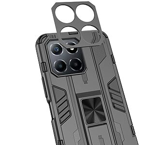 Θήκη Honor X8 5G Mad Mask Πλάτη Shockproof Armor με Μαγνητικό δαχτυλίδι και ποδαράκι Βάση στήριξης TPU κόκκινο - Image 4