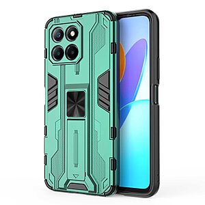 Θήκη Honor X8 5G Mad Mask Πλάτη Shockproof Armor με Μαγνητικό δαχτυλίδι και ποδαράκι Βάση στήριξης TPU πράσινο