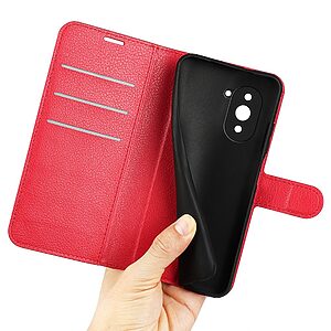 Θήκη Huawei Nova 10 OEM Litchi Skin Leather με βάση στήριξης, υποδοχές καρτών και μαγνητικό κούμπωμα κόκκινο - Image 4