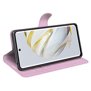 Θήκη Huawei Nova 10 OEM Litchi Skin  Leather με βάση στήριξης, υποδοχές καρτών και μαγνητικό κούμπωμα ροζ - Image 3