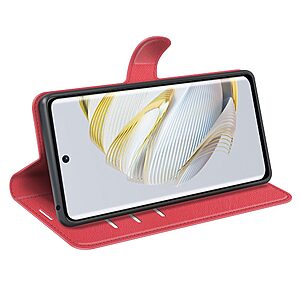 Θήκη Huawei Nova 10 Pro OEM Litchi Skin  Leather με βάση στήριξης, υποδοχές καρτών και μαγνητικό κούμπωμα κόκκινο - Image 3