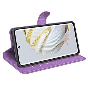 Θήκη Huawei Nova 10 Pro OEM Litchi Skin  Leather με βάση στήριξης, υποδοχές καρτών και μαγνητικό κούμπωμα μωβ - Image 3