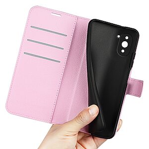 Θήκη Huawei Nova 10 Pro OEM Litchi Skin  Leather με βάση στήριξης, υποδοχές καρτών και μαγνητικό κούμπωμα ροζ - Image 4