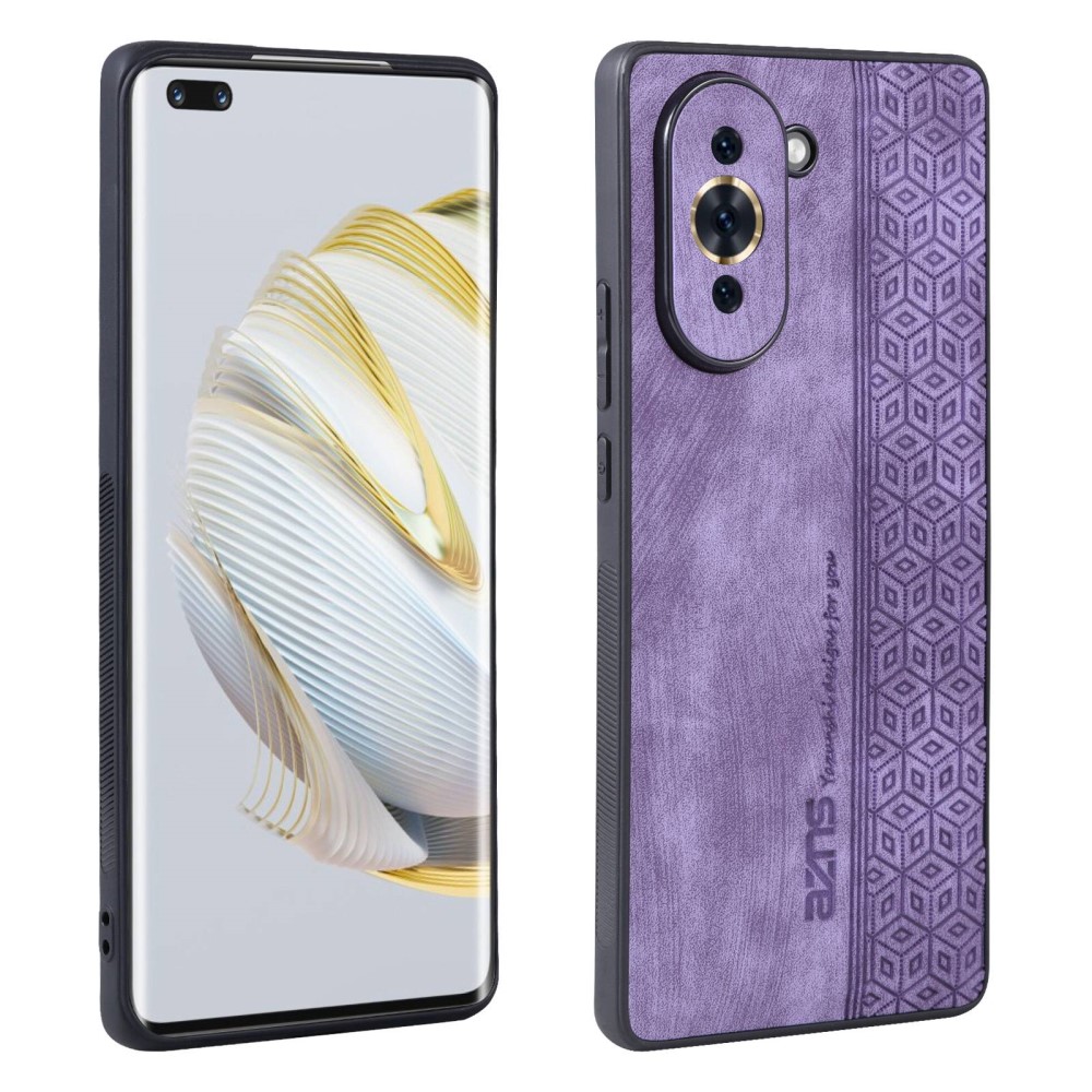 Θήκη Huawei Nova 10 Pro AZNS Imprinted Series Πλάτη με ανάγλυφη επιφάνεια από συνθετικό δέρμα και TPU μωβ