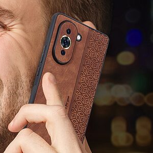 Θήκη Huawei Nova 10 AZNS Imprinted Series Πλάτη με ανάγλυφη επιφάνεια από συνθετικό δέρμα και TPU καφέ - Image 5