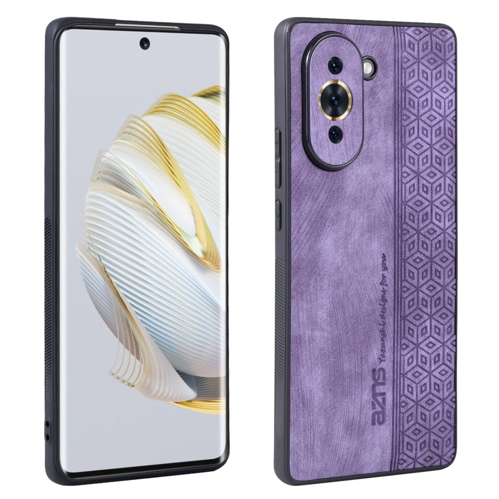 Θήκη Huawei Nova 10 AZNS Imprinted Series Πλάτη με ανάγλυφη επιφάνεια από συνθετικό δέρμα και TPU μωβ