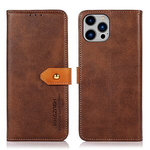 Θήκη iPhone 14 Plus KHAZNEH Leather Wallet Golden Clasp με βάση στήριξης
