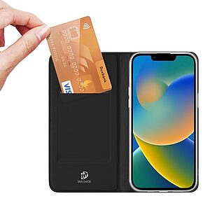 Θήκη iPhone 14 Plus DUX DUCIS Skin Pro Series με βάση στήριξης, υποδοχή καρτών και μαγνητικό κούμπωμα Flip Wallet από συνθετικό δέρμα και TPU μαύρο - Image 3