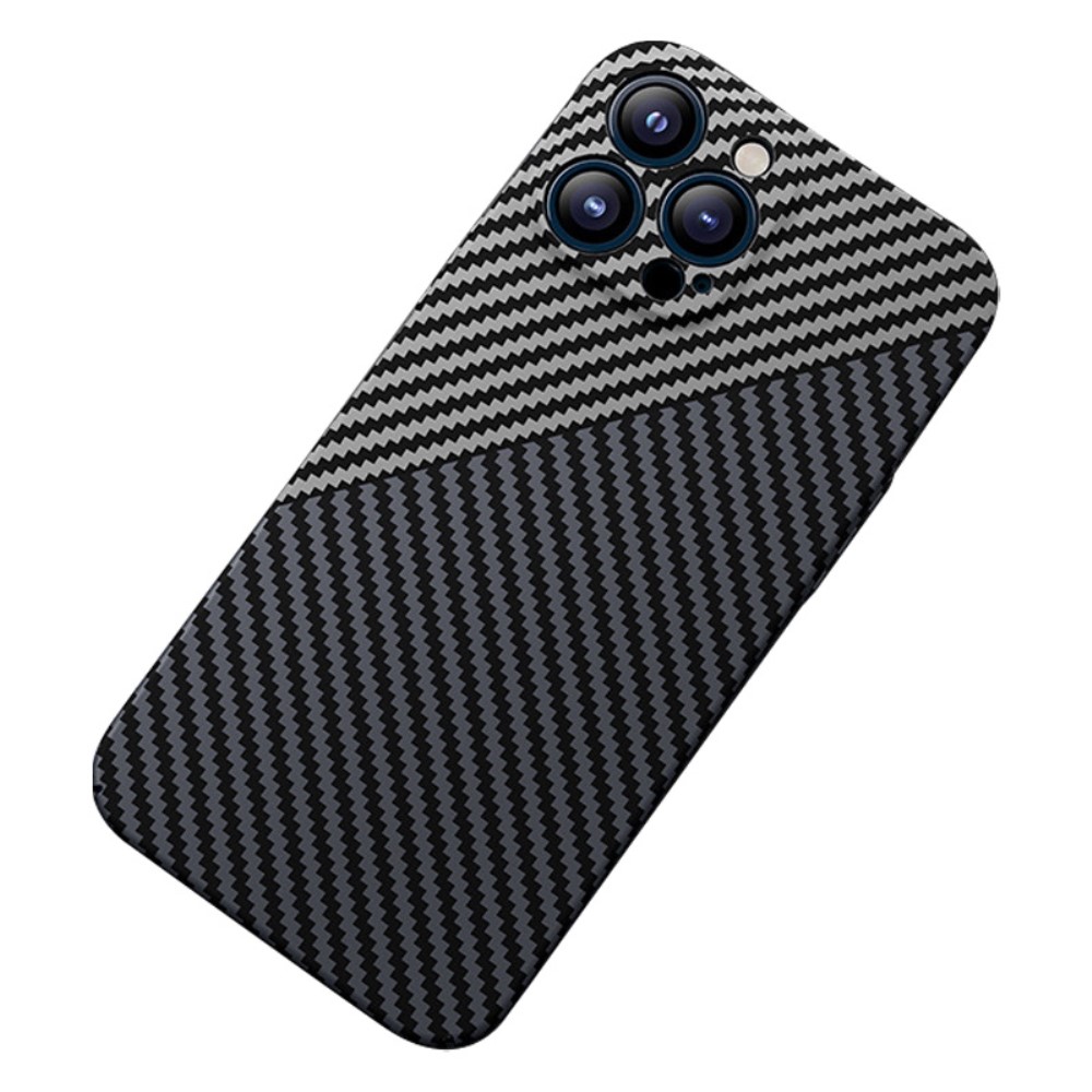 Θήκη iPhone 14 Plus Mad Mask υφή Carbon Fiber Ultra Slim με πλάτη αντικραδασμική από σκληρό πλαστικό μαύρο / ασημί