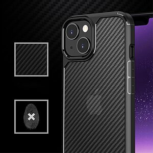 Θήκη iPhone 14 Plus MOCOLO K14 Series Matte Hybrid αντικραδασμική από υφή Carbon Fiber Πλάτη TPU μαύρο - Image 4